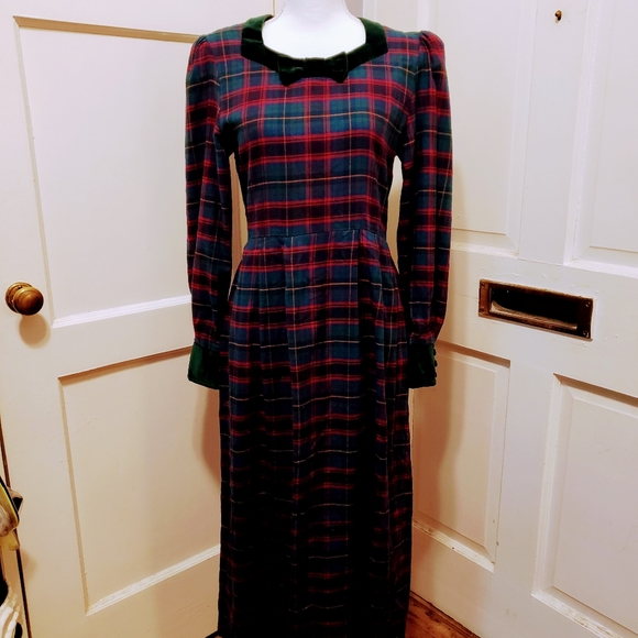 Laura Ashley Dresses Vintage Laura Ashley Plaid Cotton Wool Velvet